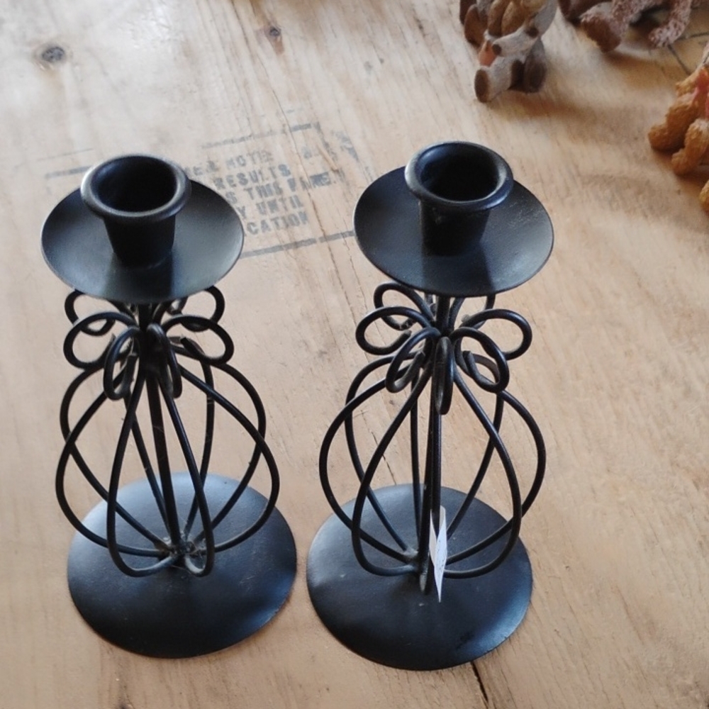 Elegant Black Metal Candle Holders